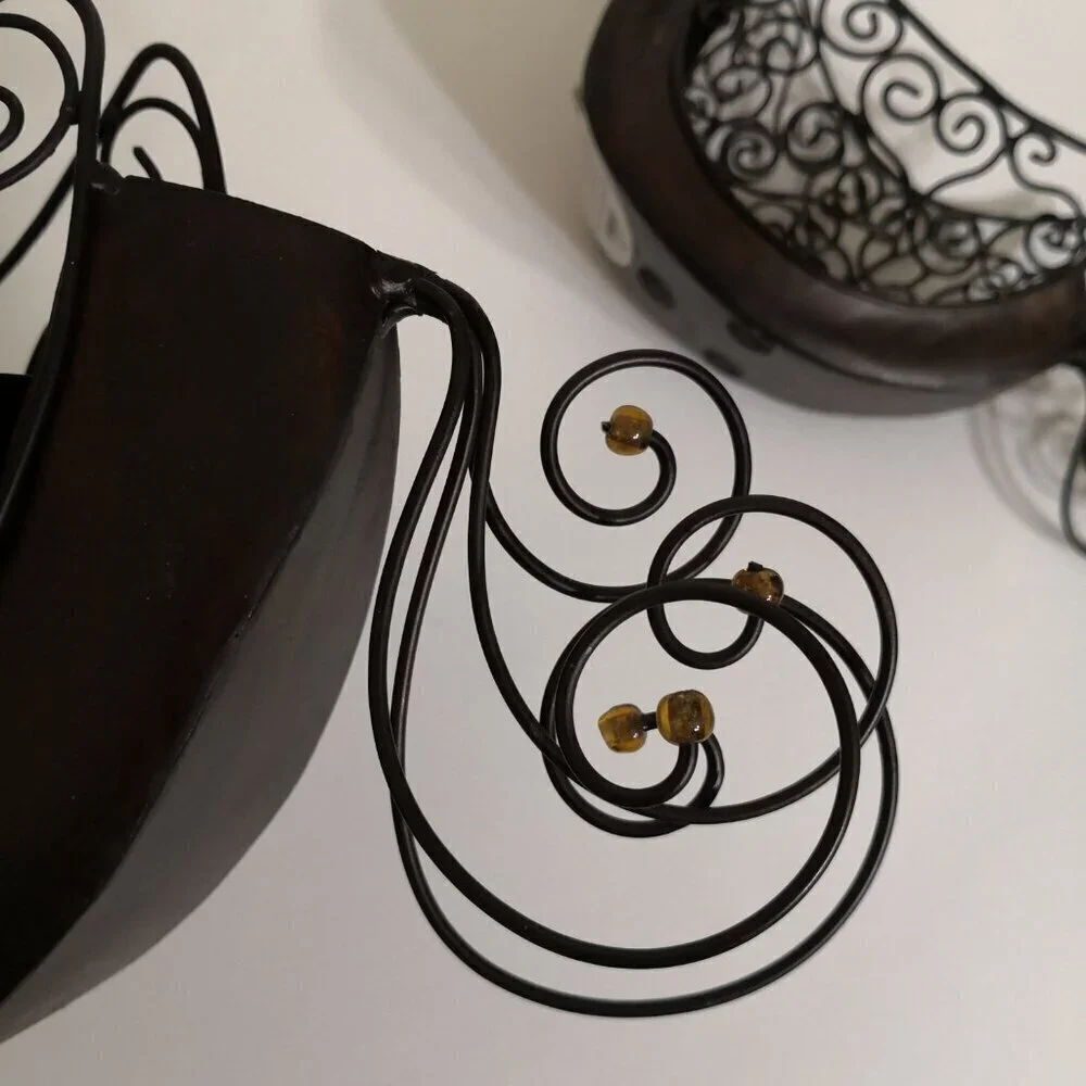 Pier 1 Metal‎ Artsy Bird Votive/ Tea Light Candle Holder Set of 2